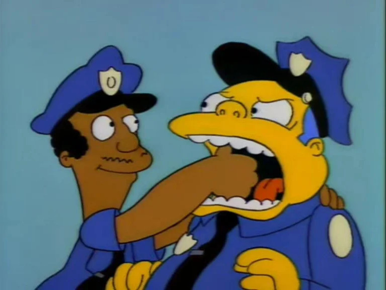 police chief wiggum receiving his just desserts for posting on main
